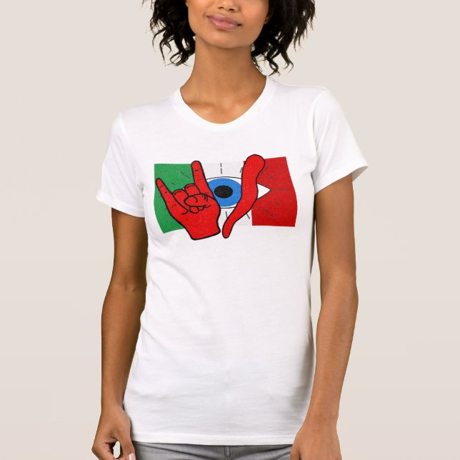 T-shirt Italien Américain Eye il Malocchio Maloik Malo (Devant)