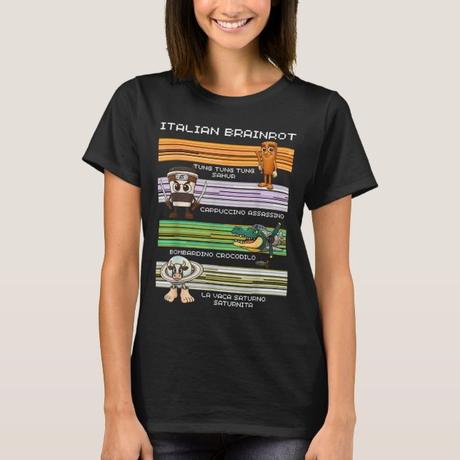 T-shirt Italien Brainrot mème drôle Compilation caractère (Devant)