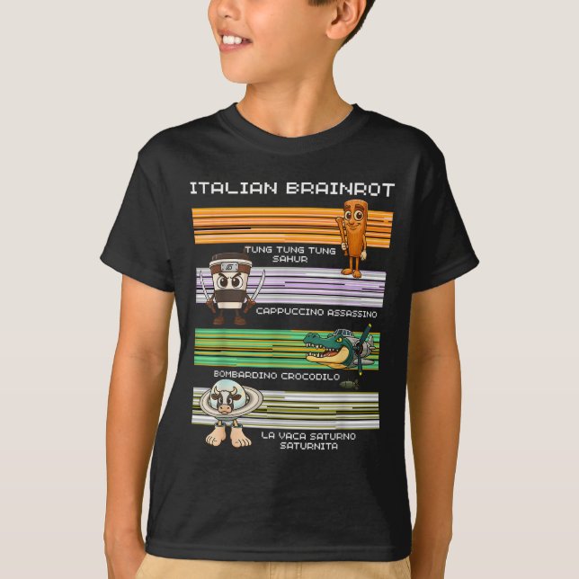 T-shirt Italien Brainrot mème drôle Compilation caractère (Devant)