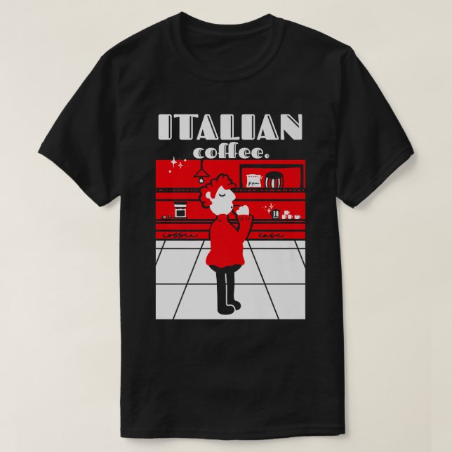 T-shirt Italien Café Lover Espresso Mid Century Moderne C (Design devant)
