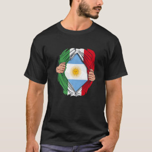 T-shirt Italien d'origine argentine Drapeau argentin wi