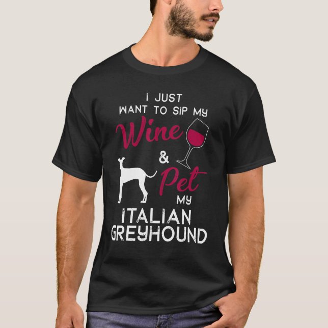 T-shirt Italien Greyhound Chien propriétaire de vin Noël A (Devant)