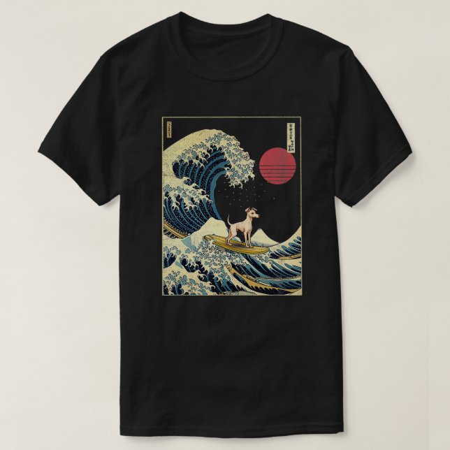 T-shirt Italien Greyhound Japonais Kanagawa Wave Funny Sur (Design devant)