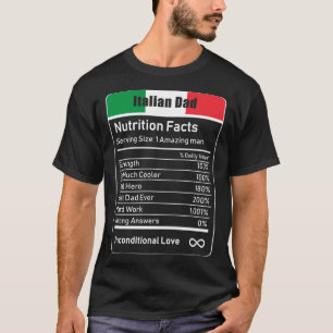 T-shirt Italien Papa Nutrition Facts Fête des pères Cade