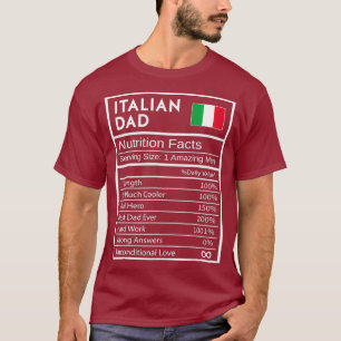 T-shirt Italien Papa Nutrition Facts National Pride Cadeau