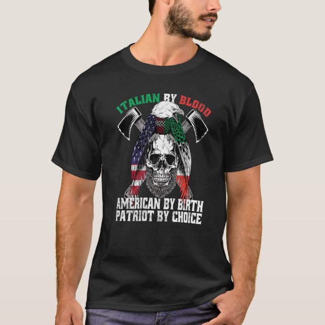 T-shirt Italien Par Blood American Par Birth Patriot Par C (Devant)