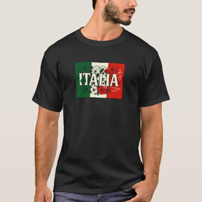 T-shirt Italy Flowers Italian Flag Pride (Devant)