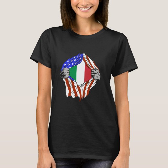 T-shirt Italy Italian Flag Chest America Italian Roots Ita (Devant)