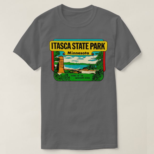 T-shirt Itasca State Park Minnesota Vintage Travel (Design devant)