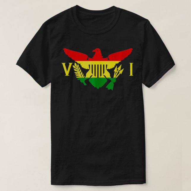 T-shirt Ites Gold Green Horizontal Rasta Virgin Islands Fl (Design devant)