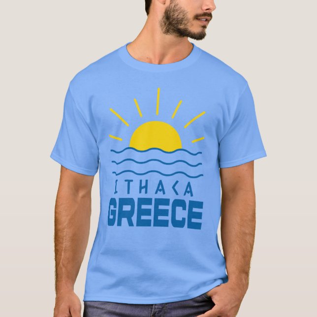 T-shirt Ithaca Grèce Soleil et bleu marin (Devant)