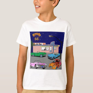 T-shirt itinéraire 66 de wagon-restaurant des années 1950