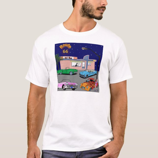 T-shirt itinéraire 66 de wagon-restaurant des années 1950 (Devant)