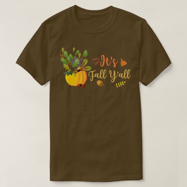 T-shirt Its Affaire Yall Cute Pumkin Leaves Autumn Seas (Design devant)