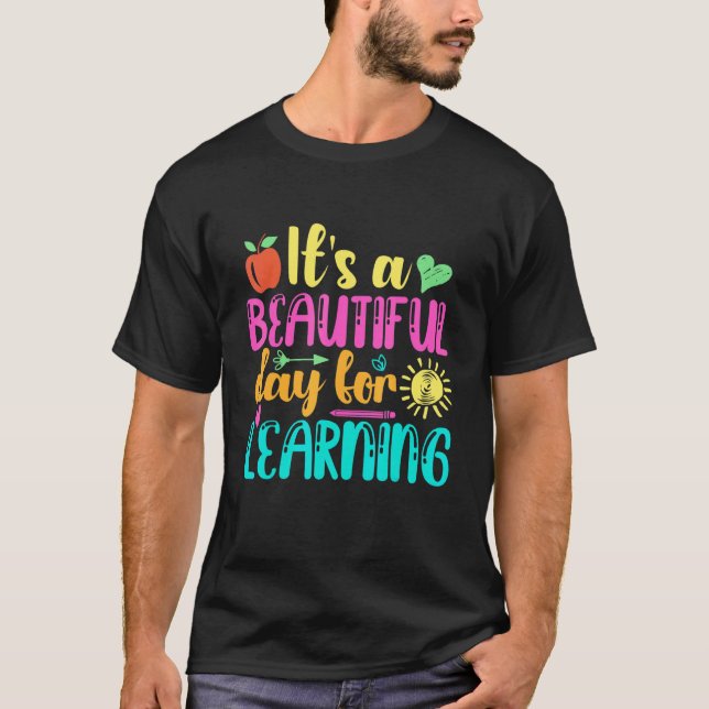T-shirt It's Beautiful Day For Learning Retro Teacher Stud (Devant)