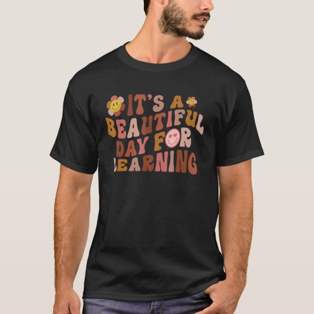 T-shirt It's Beautiful Day For Learning Retro Teacher Stud (Devant)