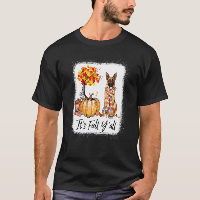 T-shirt It's Fall Y'all German Shepherd Dog Halloween Than (Devant)