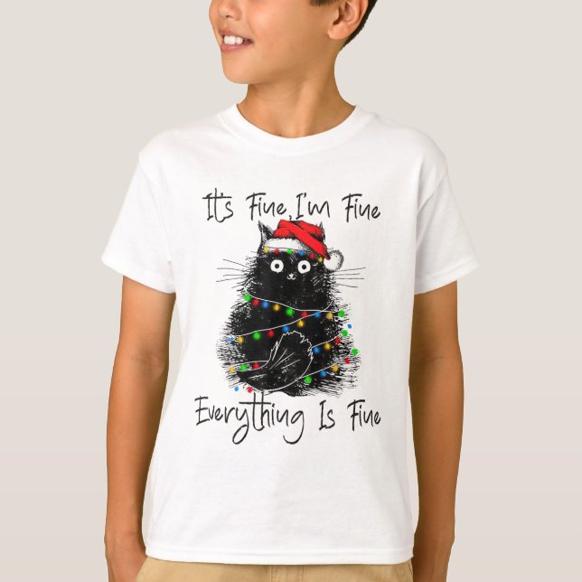 T-shirt Its Fine I'm Fine Everything Is Fine Christmas Bla (Devant)