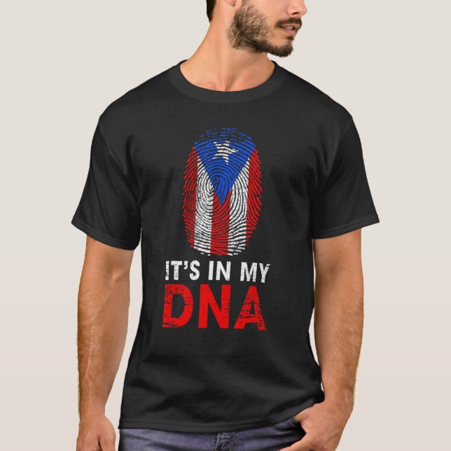 T-shirt It's In DNA Puerto Rican Fingerprint Hispanic Heri (Devant)
