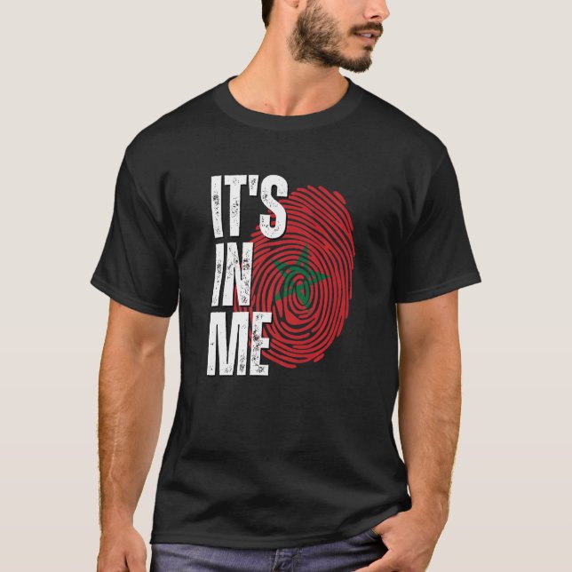 T-shirt It's In Me Morocco Flag Fingerprint Moroccan Herit (Devant)