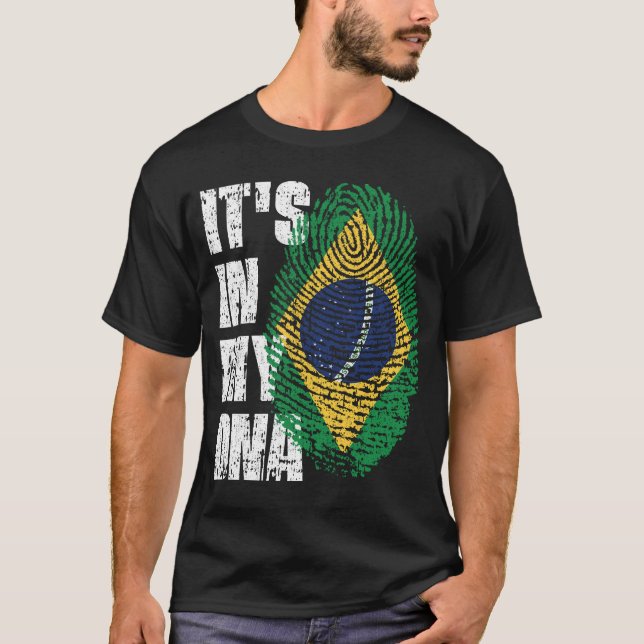 T-shirt IT'S IN MY DNA Brazil Flag Boy Girl Gift (Devant)