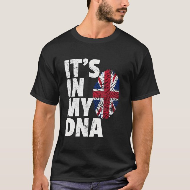 T-shirt It'S In My Dna British Flag England Uk Britain Uni (Devant)