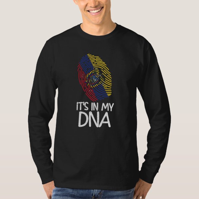 T-shirt It's In My DNA  Proud Ecuadorian Flag Fingerprint (Devant)