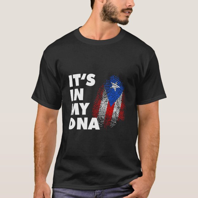 T-shirt It'S In My Dna Puerto Rico Finger Print Boricua Fl (Devant)