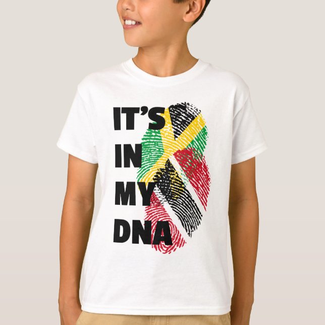 T-shirt It's In My DNA - Trinidad & Jamaica Fingerprint (Devant)