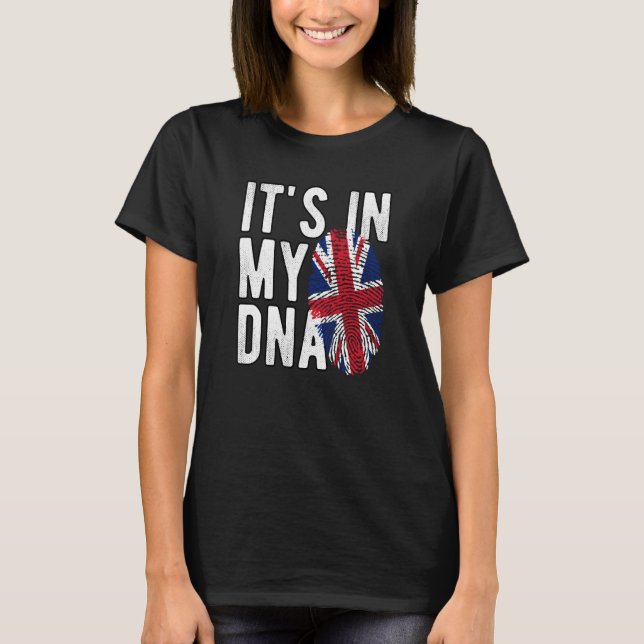T-shirt It's In My DNA Union Jack Fingerprint British Isle (Devant)