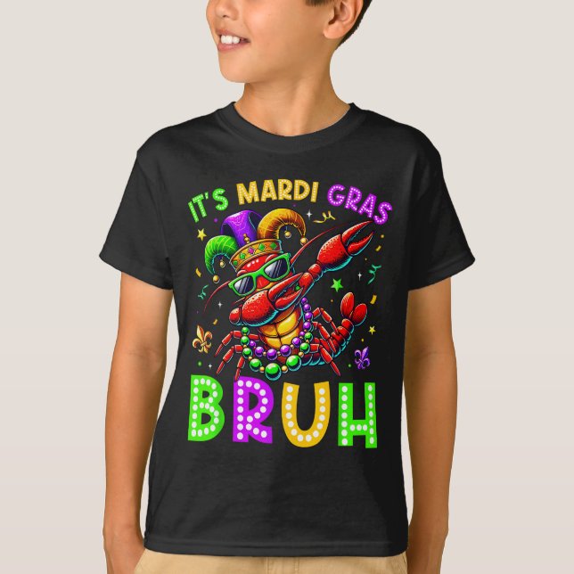T-shirt It's Mardi Gras Bruh Dabbing Crawfish Carnival Boy (Devant)