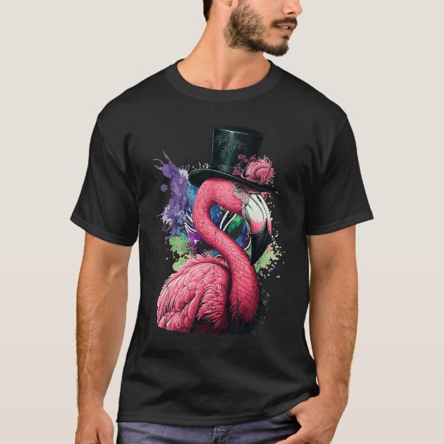 T-shirt It's Mardi Gras Yall Carnival Party Cool Flamingo  (Devant)