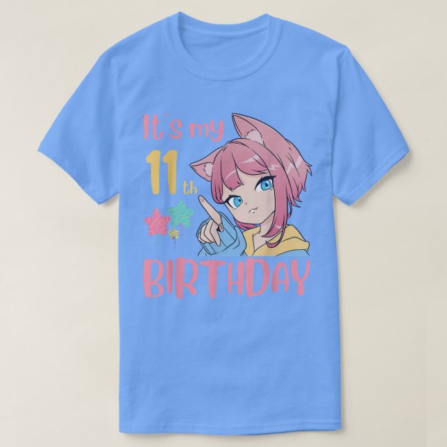 T-shirt It's My 11th Birthday Anime Birthday Girl 11 Years (Design devant)