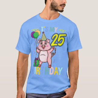 T-shirt Its My 25th Birthday Cute Pig Premium 3314