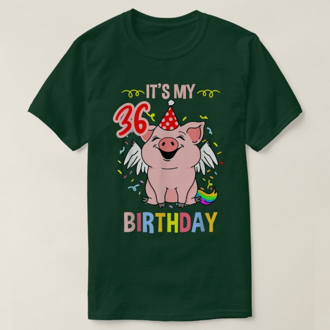 T-shirt Its My 36th Birthday Pig 3348  (Design devant)