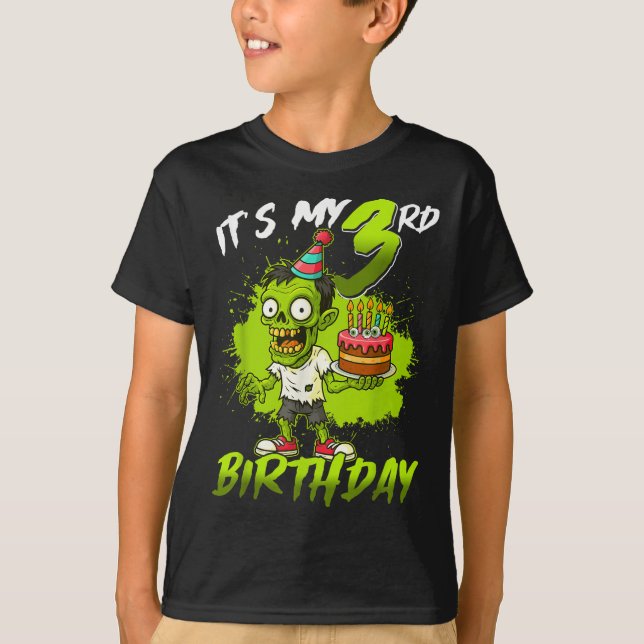 T-shirt It's My 3rd Birthday Zombie 3 Years Old Happy Hall (Devant)