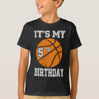 T-shirt It's My 5th Birthday Boy Basketball 5 Year Old