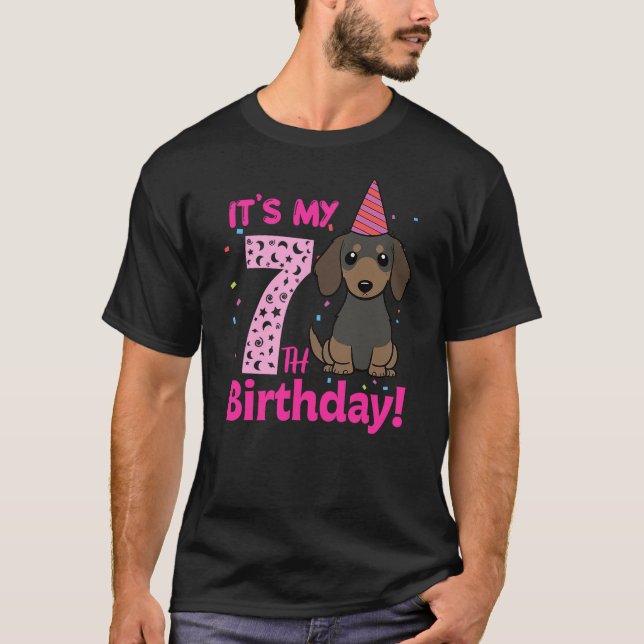 T-shirt It's My 7th Birthday Dachshund Dog Lover 7 Years O (Devant)