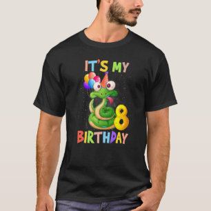T-shirt It's My 8th Birthday 8 Years Old Snake Boys Girls