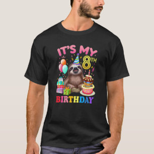 T-shirt Its My 8th Birthday For Girls Sloth Birthday Costu