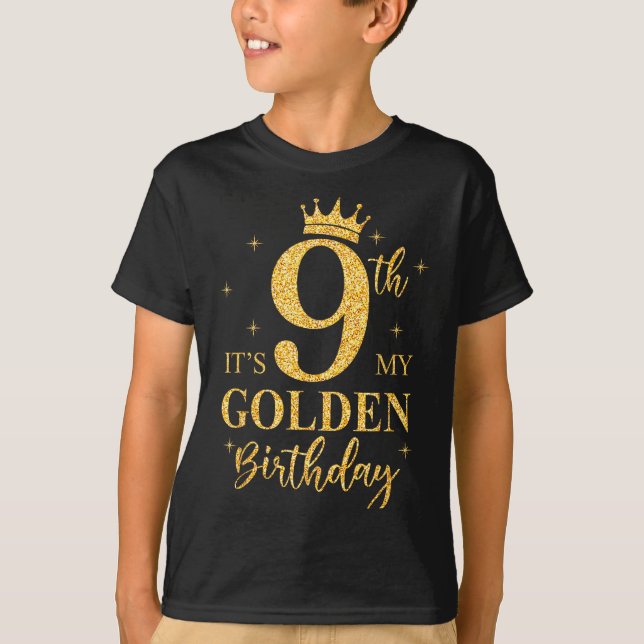 T-shirt It's My 9th Golden Birthday Girl 9 Year Old Bday K (Devant)