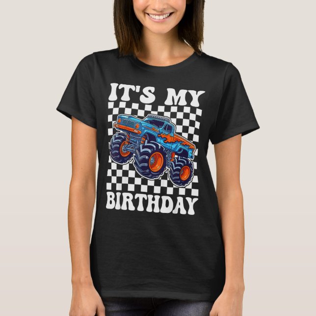 T-shirt It's My Birthday Boy Monster Truck Bday Party Kids (Devant)
