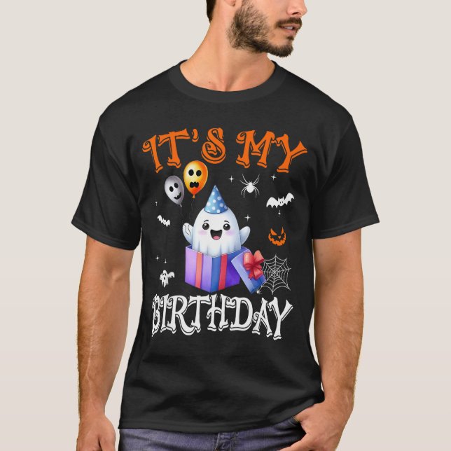 T-shirt Its My Birthday Ghost Happy Halloween Birthday Par (Devant)