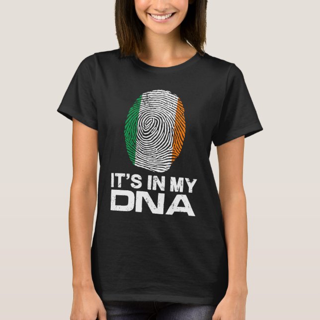 T-shirt IT'S MY DNA IN Flag National Pride Fingerprint Ire (Devant)