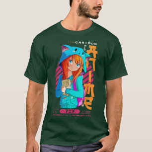 T-shirt It's Not Cartoon It's Anime Girl Ramen Japan Sketc