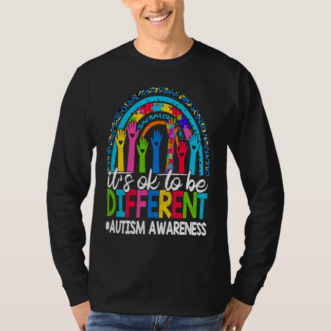 T-shirt It's Ok To Be Different Autism Awareness Leopard R (Devant)