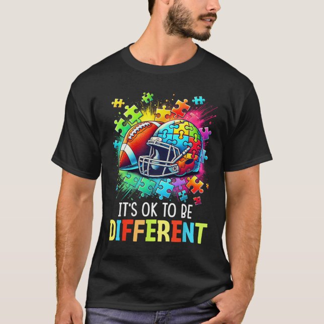 T-shirt It's Ok To Be Different Football Autism Awareness  (Devant)