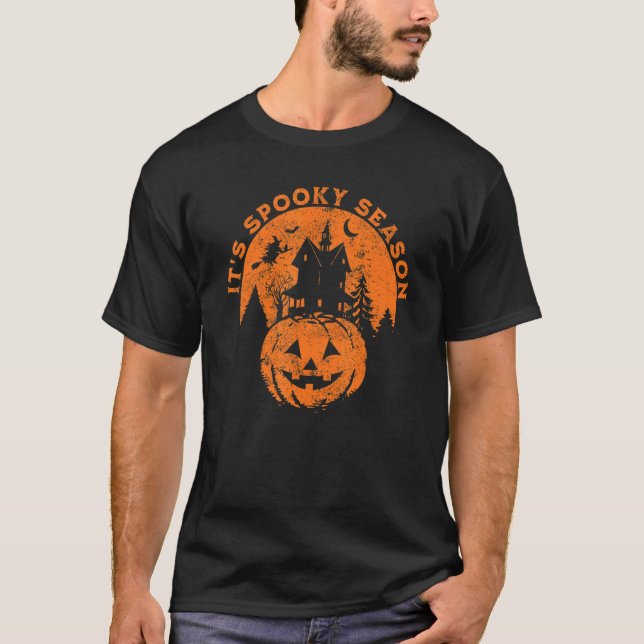 T-shirt It's Spooky Season Haunted House Pumpkin with Flyi (Devant)