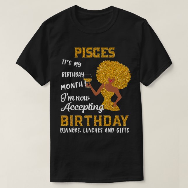 T-shirt Itu2019s My Birthday Black Women Pisces Zodiac Gi (Design devant)