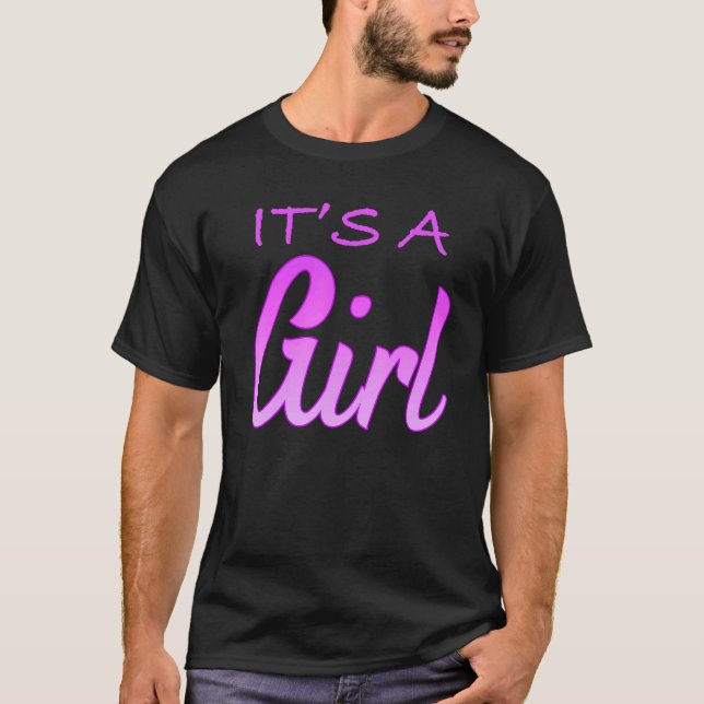 T-shirt Itu2019s Une fille blanche Baby shower noir fille (Devant)